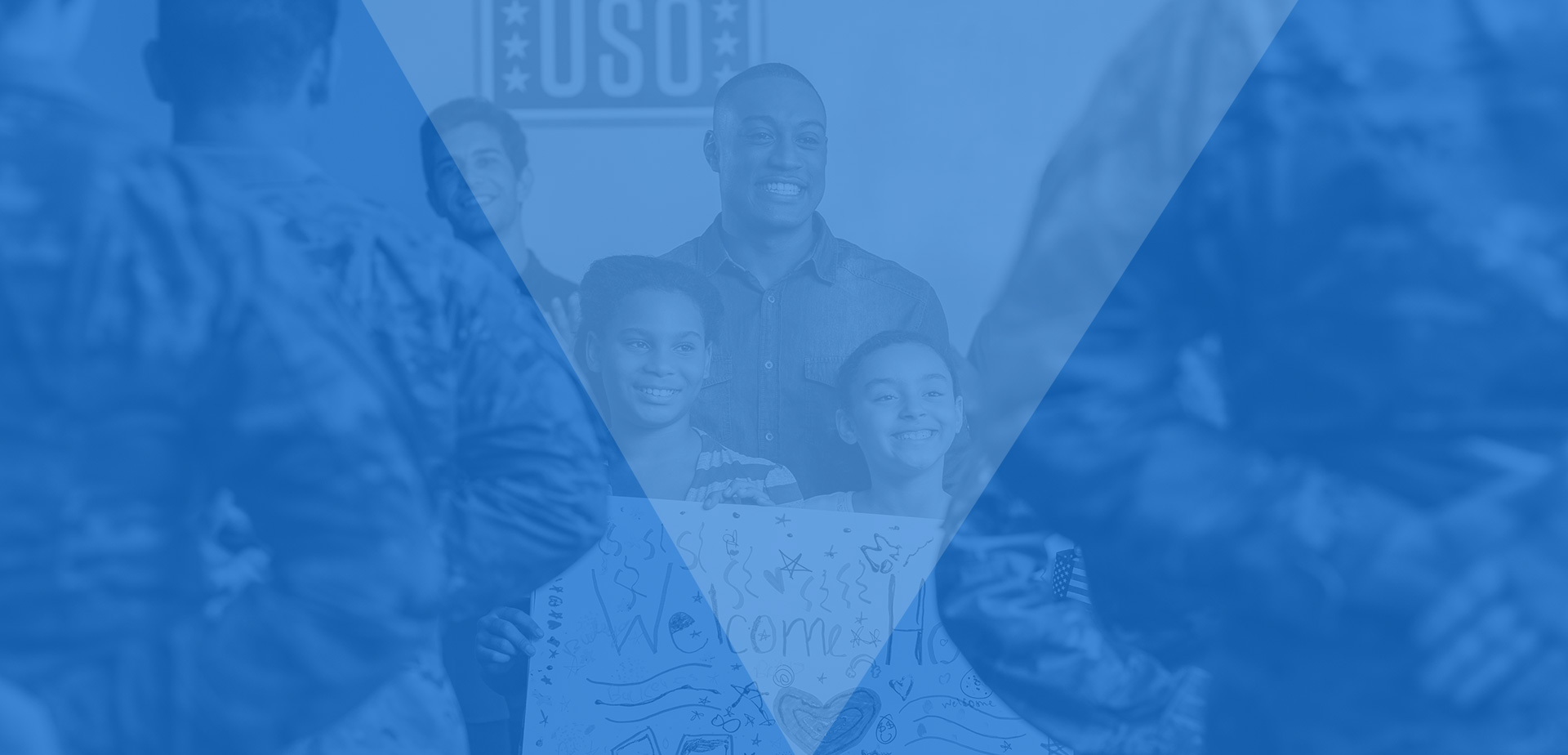 family holding a greeting sign