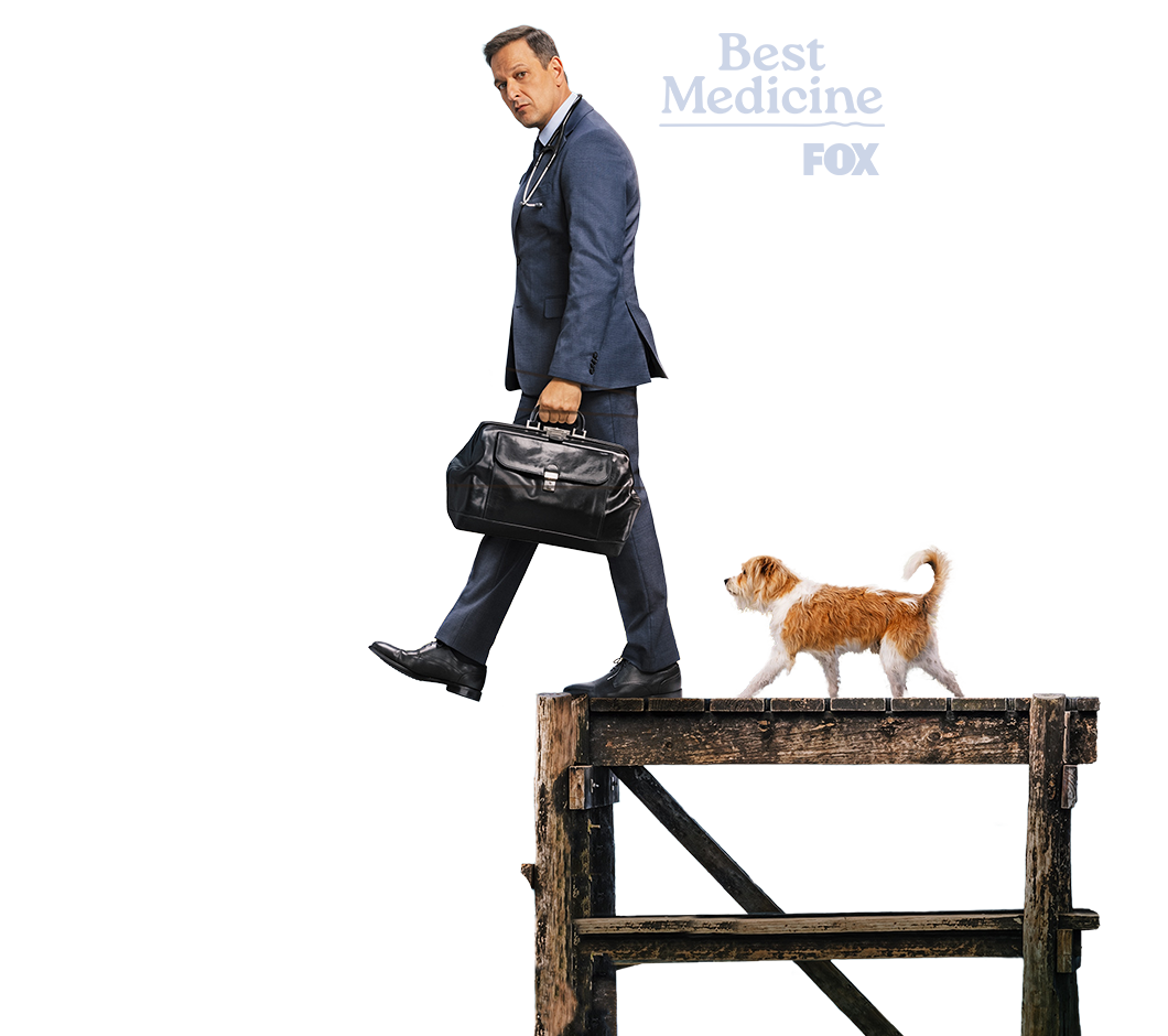 Character from the FOX Best Medicine television show taking a long walk on short pier.